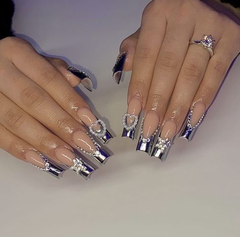 Cool Chrome Nails, Overlay Nails, G Nails, Acrylic Toe Nails, Drip Nails, Simple Acrylic Nails, Cute Acrylic Nail Designs, Long Acrylic Nails Coffin, Y2k Nails