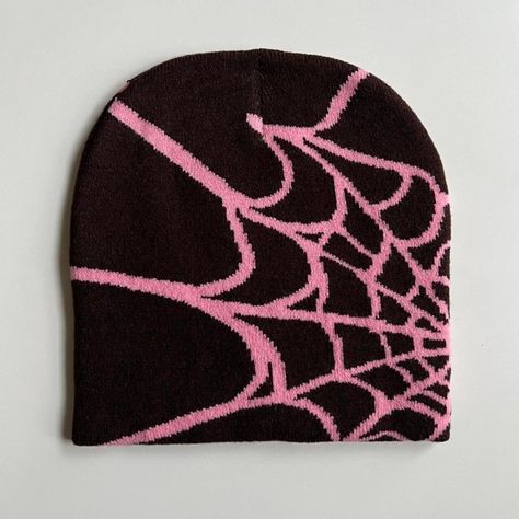 Y2k 2000s Grunge Gothic Spiderweb Brown And Pink Beanie These Beanies Are Unisex! 100% Acrylic Is Super Soft And Cozy Brand New Spiderweb Beanie, Pink Alt, Halloween Beanie, Pink Beanie, Character Clothing, 2000s Grunge, Girl Beanie, Pink Beanies, Swimsuits Outfits