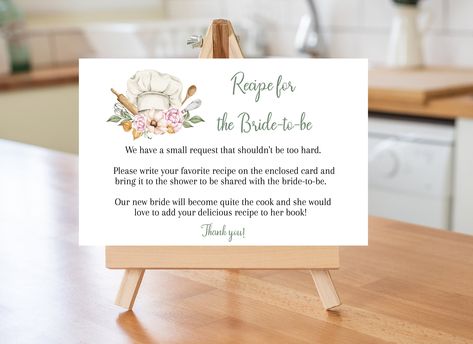 Recipe Themed Bridal Shower Ideas, Recipe Cards For Bridal Shower Wording, Recipe Shower Ideas, Bridal Shower Sandwich Ideas, Recipe Bridal Shower Ideas, Bridal Shower Poems, Bridal Shower Recipe Cards, Brides Table, Bridal Shower Guest Book