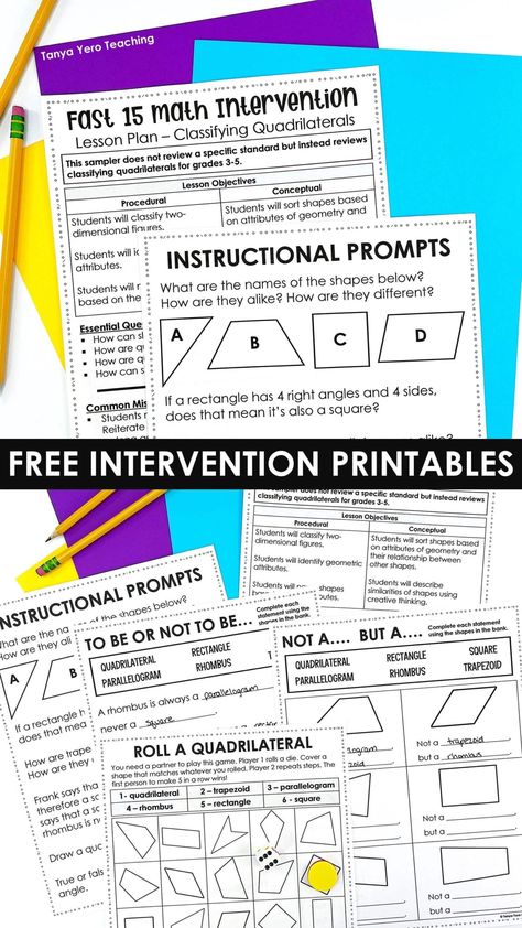 Classifying Quadrilaterals, Geometry High School, Teaching Mathematics, Math Intervention, Math Word Problems, A Script, 4th Grade Math, 3rd Grade Math, Fifth Grade