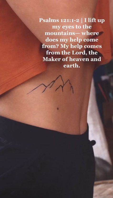 Biblical Meaning Tattoos, Meaningful Verse Tattoos, Christian Side Tattoos Women, Unique Bible Verse Tattoos, Verses Tattoos, Christian Friend Tattoos For Women, Praise Tattoo Ideas, Wrist Tattoos For Women Small Meaningful, Mountain Tattoo With Bible Verse