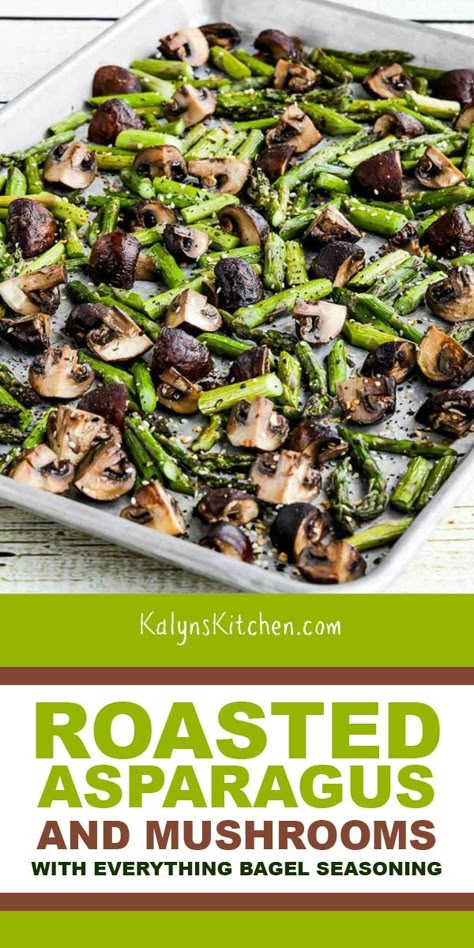 Roasted Asparagus And Mushrooms, Recipes Asparagus, Asparagus And Mushrooms, Everything Bagel Seasoning, Asparagus Recipes, Bagel Seasoning, Keto Vegan, Keto Side Dishes, Roasted Asparagus