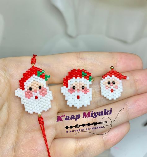 Gingerbread Man Brick Stitch, Brick Stitch Beaded Christmas Earrings, Santa Seed Bead Earrings, Santa Claus Beaded Earrings, Brick Stitch Holiday Patterns, Santa Mini, Holiday Beading, Christmas Bead, Handmade Beaded Jewelry