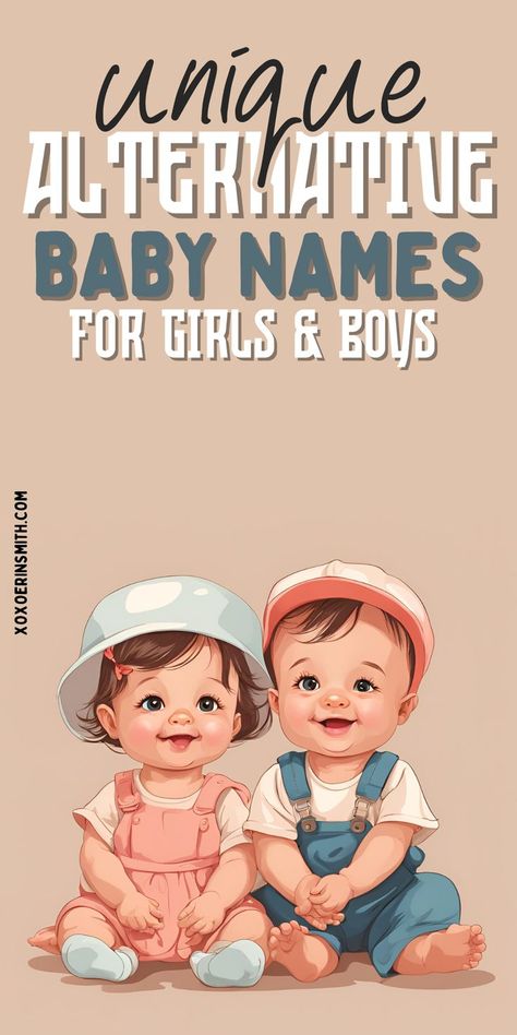 cute baby boy and girl sitting together and title unique alternative baby names for girls and boys Baby Names Unique Uncommon, C Baby Names, Boy Names For A Girl, Weird Baby Names, Gothic Gender Neutral Names, Different Boy Names, Hipster Girl Names, Unusual Boy Names List, Unpopular Boy Names