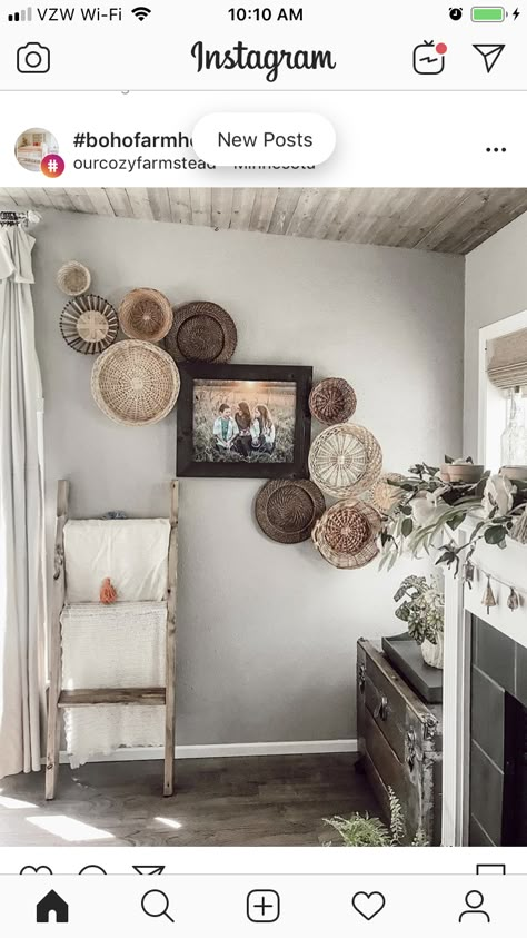 Basket Walls, Wall Inspiration, Cottage Farm, Permanent Jewelry, Basket Wall, Southwest Decor, Basket Wall Decor, Scandinavian Living, Western Home Decor