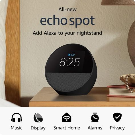 Amazon Echo Spot (2024 release) Amazon Things, Tablet Amazon, Song Titles, Best Smart Home, Air Tag, Smart Home Devices, Apple Air, Home Devices, Fire Tablet