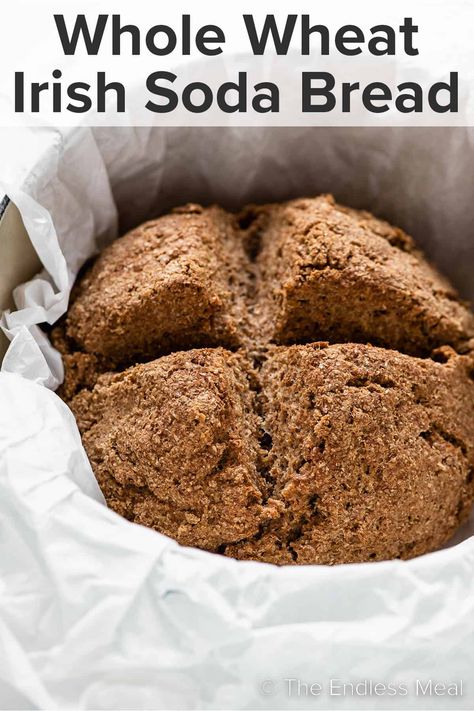 Easy Whole Wheat Irish Soda Bread - The Endless Meal® Whole Wheat Soda Bread, Whole Wheat Irish Soda Bread Recipe, Farls Recipe, Irish Brown Bread, Relleno Casserole, Irish Foods, Fermented Bread, Savoury Muffins, Irish Bread