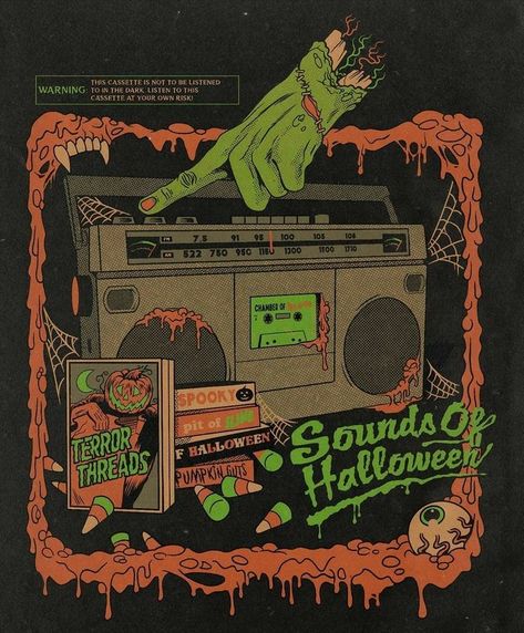 Mcdonalds Halloween, Halloween Sounds, Vintage Halloween Art, Cassette Deck, Spooky Szn, Halloween Artwork, Retro Horror, Halloween Illustration, Spooky Scary