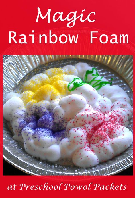 Magic Rainbow Foam Sensory Science Experiment!  #preschoolactivities #kidsscience Rainbow Crafts Preschool, Rainbow Lessons, Sensory Science, Camp Games, Preschool Sensory, March Themes, Rainbow Activities, Magic Rainbow, Science Experiments For Preschoolers