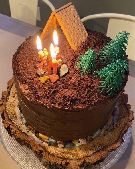 Camping Birthday Cake, Boy Scout Cake, Cakes For Teenagers, Camping Cake, Campfire Cake, Camping Cakes, Camping Theme Birthday, Camping Birthday Party, Easy Birthday