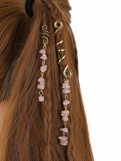 Pink  Collar  Zinc Alloy   Embellished   Women Accessories Pink Pendant, Pretty Crafts, G Hair, Latest Hair, Goth Jewelry, Hair Rings, Pink Collars, Pink Boho, Crystal Decor