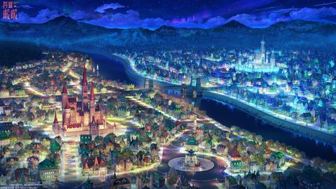 ArtStation - Two Queens cities map night, Arseniy Chebynkin Fictional City, Fantasy Night City, Fantasy Capital City Art, Northern City Fantasy Art, Fantasy City At Night, Fantasy City Skyline, Kingdom City, Castle House Design, Episode Backgrounds