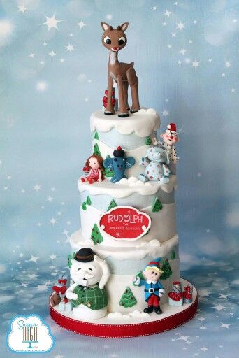 Incredible Rudolph the Red Nosed Reindeer Cake! Rudolph Cake, Reindeer Cake, Reindeer Cakes, Movie Christmas, Movie Cakes, Fantasy Cake, Rudolph Christmas, Rudolph The Red Nosed Reindeer, Christmas Party Themes