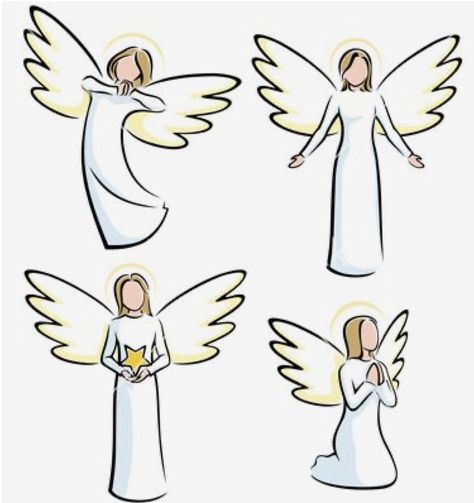 Angel Drawing Easy, Angel Svg, Angel Vector, Angel Illustration, Angel Drawing, Soyut Sanat Tabloları, Angel Painting, White Wings, Art Et Illustration