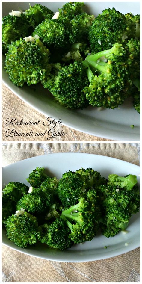 Restaurant-Style Broccoli and Garlic. The cooking method brings out the best in the broccoli and it's perfect. Studded with some garlic for an over the top side dish! Cheddar's Steamed Broccoli, How To Cook Raw Broccoli, Texas Roadhouse Steamed Broccoli Recipe, Outback Steamed Broccoli Recipe, Sauteed Brocolli Recipes, Restaurant Style Broccoli, Best Steamed Broccoli Recipe, Seasoning For Broccoli, Outback Broccoli Recipe