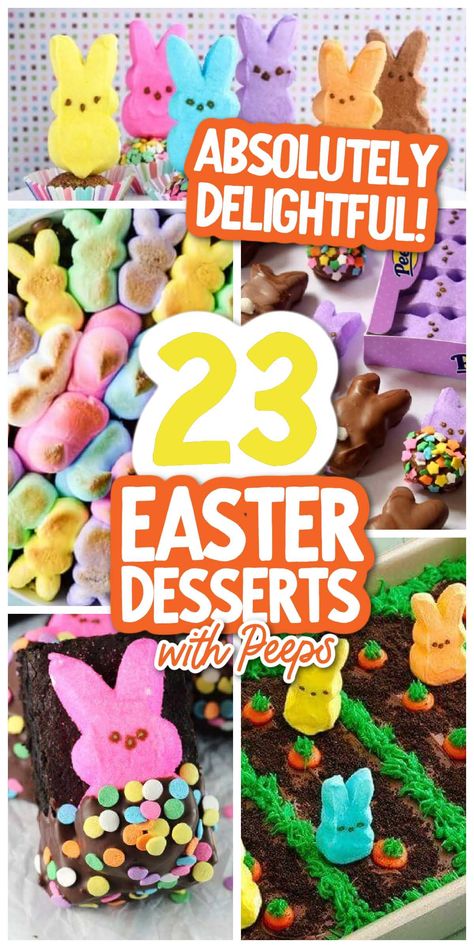 23 Easter Desserts With Peeps Easter Cake With Peeps, Easter Dessert With Peeps, Desserts With Peeps, Peep Desserts, Peeps Dessert, Yummy Easter Desserts, Peeps Cake, Peeps Candy, Pudding Pop