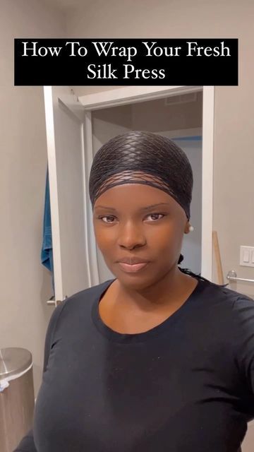 How To Wrap Your Hair After A Silk Press, How To Wrap Hair After Silk Press, Wrapping A Silk Press, Silk Press Wrap Hair, Silk Press Natural Short Hair Black Women, Silk Press Wrap, Wrapping Silk Press At Night, How To Wrap A Silk Press, Wrap Silk Press Hair