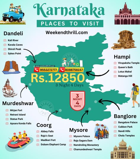 Karnataka Tourist Places, Karnataka Tourism Map, Karnataka Places To Visit, Karnataka Tourism Places, Karnataka Culture, Places To Visit In Karnataka, Karnataka Travel, Karnataka Tourism, Travel India Beautiful Places