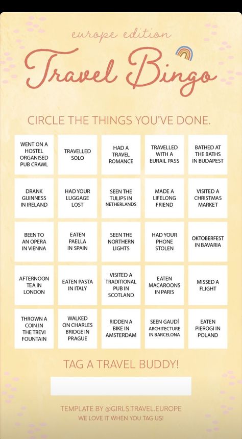 Travel Questions Instagram, This Or That Travel Edition, Bingo Story, Sunflower Bedroom, Travel Bingo, Insta Template, Free Bingo Cards, Travel Questions, Bingo Sheets