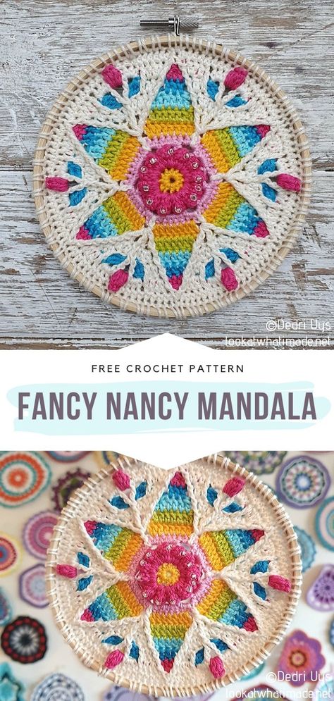 Crochet Dreamcatcher, Crochet Mandala Pattern, Crochet Wall Hangings, Fancy Nancy, Crochet Mandala, Hot Pad, Crochet Art, Crochet Home, How To Crochet