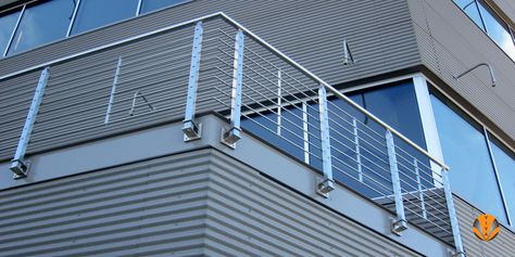 Viva Railings | Boeing NEDC- Evertt, WA Rod Railing, Stainless Steel Staircase, 20x30 House Plans, Balustrade Design, Stainless Steel Balustrade, Balcony Glass Design, Stainless Steel Cable Railing, Steel Balustrade, Glass Railing System