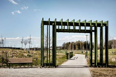 Gate Garden Entrance, Arches Park, Arch Gate, Park Entrance, Wetland Park, Landscape Architecture Drawing, Arch Architecture, Landscape Structure, Entrance Gates Design