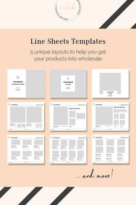 Easy-to-customize line sheet template with 15 unique layouts. Perfect for jewelry, fashion, or handmade goods. Just upload your own photos and text and you're ready to start selling wholesale! Line Sheet Template, Catalog Design Layout, Product Catalog Template, Line Sheet, Indesign Layout, Catalogue Layout, Fashion Layout, Shop Aesthetic, Sheet Template