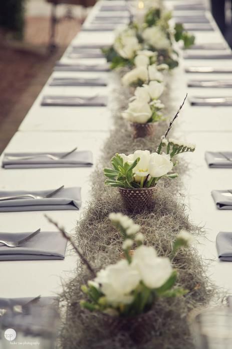 Spanish Moss Wedding, Moss Centerpieces, Moss Wedding, Charleston Weddings, Battery Park, Dusty Rose Wedding, Theme Nature, Royal Blue Wedding, Southern Bride