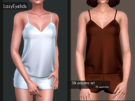 Clothing, Female Clothing: Silk Pajama Set – LazyEyelids.  -New mesh -All LODs -Custom normal and shadow map -HQ compabitible     The post Silk Pajama Set at LazyEyelids appeared first on Lana CC Finds - Sims 4 CC, Hair, Worlds, Cheats, Guides, Mods Sssvitlas. Sims 4 Cc Kids Clothing, Sims 4 Game Mods, Sims 4 Teen, Sims 4 Dresses, Silk Pajama, Pajama Outfits, Sims4 Clothes, Sims 4 Collections, Sims 4 Mods Clothes