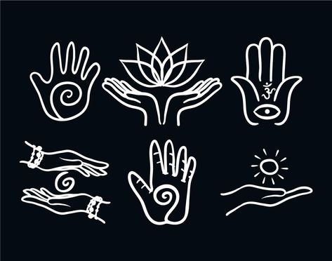 Healing hand vector set Hand Symbol Tattoo, Healing Hand Symbol, Healing Logo, Herbs Illustration, Massage Logo, Healing Symbols, Hand Symbols, Hand Sticker, Symbol Tattoo