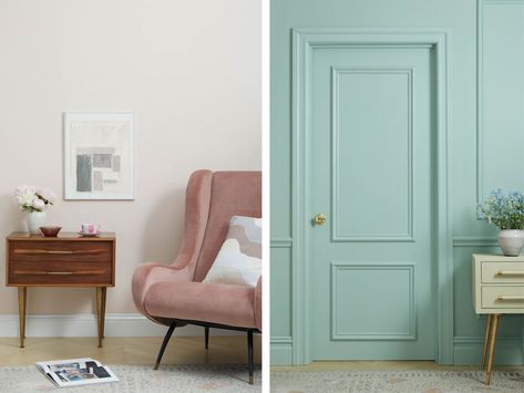 Pink Paint Color, Clare Paint, Color Trends 2017, Pink Paint Colors, Trending Paint Colors, Green Paint Colors, Green Door, Warby Parker, Paint Brands