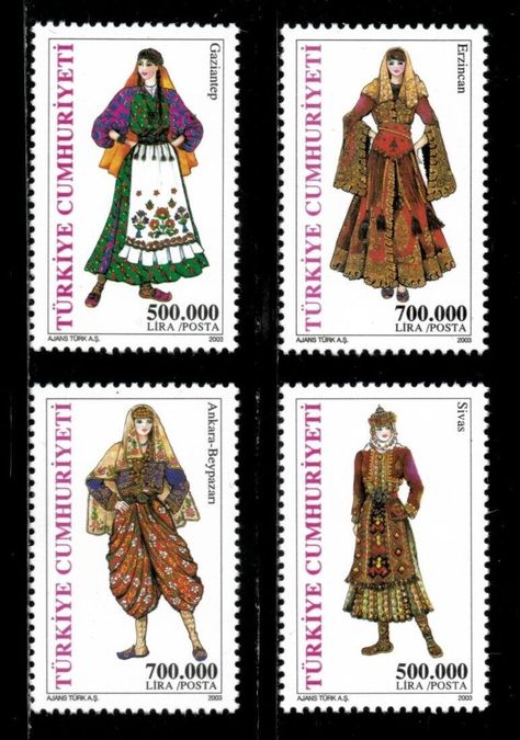 Turkey Culture, Country Turkey, Turkish Clothing, Ancient Dress, Postage Stamp Design, Turkish Culture, Turkish Art, Folk Dance, Post Stamp