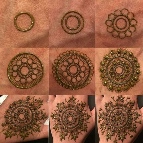 Mehide Design Simple, Round Mehndi Design, Easy Henna Designs, Henna Flower Designs, Henne Tattoo, Cute Henna Designs, U Design, Small Patterns, Floral Henna Designs