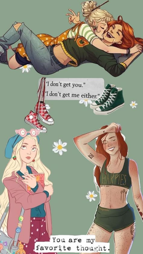 (linny luna ginny luna lovegood ginny weasley lgbtq+ wlw bestfriends to lovers harry potter) Ginny And Luna Fanart, Ginny X Luna Fanart, Ginny X Luna, Luna X Ginny, Luna Lovegood Fan Art, Ginny And Luna, Luna Ginny, Luna Fanart, Ginny Weasley Fan Art