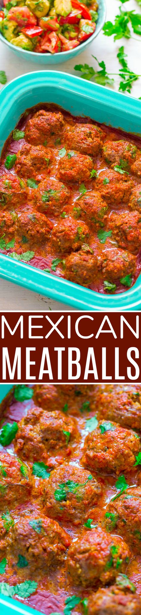 Mexican Beef Meatballs with Tomato Avocado Salad - These FAST and EASY beef meatballs are packed with protein that can provide strength to fuel the whole family. They’re coated in enchilada sauce and are loaded with Mexican-inspired flavors!! Great for busy weeknight dinners or easy-breezy entertaining!! #BeefItsWhatsForDinner #NicelyDone Easy Beef Meatballs, Tomato Avocado Salad, Mexican Meatballs, Southwestern Recipes, Mexican Beef, Averie Cooks, Tomato Avocado, Meatball Recipes Easy, Avocado Tomato Salad