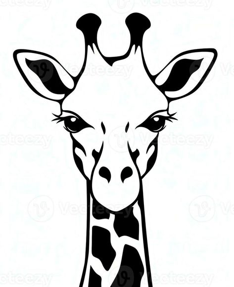 a black and white drawing of a giraffe's head. Generative AI Giraffe Wood Burning, Giraffe Clipart Black And White, Giraffe Pen Drawing, Giraffe Head Drawing, Giraffe Art Drawing, Giraffe Drawings, Giraffe Stencil, Giraffe Black And White, Giraffe Images