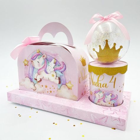 Unicorn Party Packs, Party Box Ideas, Party Pack Ideas, Unicorn Gift Ideas, Baby Party Favors, Anime Crafts Diy, Unicorn Themed Birthday Party, Custom Party Favors, Creative Box