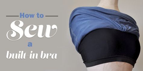 Here comes the tutorial on how to sew a built-in bra top on a workout top. This is the easiest possible bra to make, and if you make it snug enough and add an extra layer of power mesh/net it... Diy Built In Bra How To Sew, Sew Sports Bra Pattern, Sewing A Bra Into A Dress, How To Add A Shelf Bra To A Tank Top, Tank Top With Built In Bra, Built In Bra Top, Bra Tutorial, Sports Bra Sewing Pattern, Built In Bra Dress