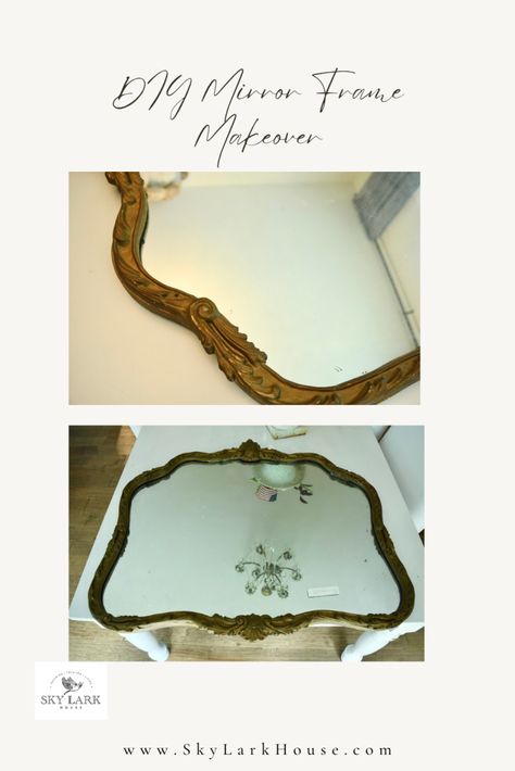 Do you have an old mirror with a frame that needs a makeover? In this article, we walk through the steps of reviving an old mirror frame. Refurbished Mirror Ideas, Mirror Frame Makeover, Refurbished Mirror, Frame Makeover, Dyi Painting, Diy Mirror Frame, Mirror Frame Diy, Gilded Mirror, Old Mirror