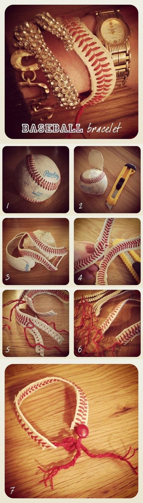 How To Make A Baseball Bracelet Pictures, Photos, and Images for Facebook, Tumblr, Pinterest, and Twitter Baseball Bracelet, Baseball Mom, Crafty Craft, Crafty Diy, Craft Time, Cute Crafts, Up Girl, Diy Projects To Try, Cool Diy