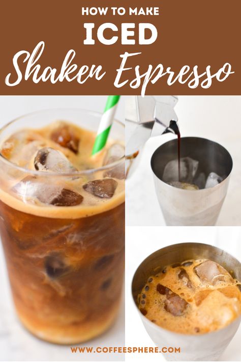 Iced Shaken Espresso Starbucks, Shaken Espresso At Home, Shaken Espresso Starbucks, Expresso Recipes, Iced Shaken Espresso, Espresso Drink Recipes, Iced Espresso, Thai Iced Coffee, Brown Sugar Simple Syrup