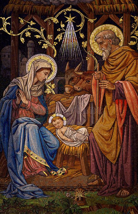 The nativity (mosaic). A photo of The nativity (mosaic , #affiliate, #nativity, #mosaic, #photo #ad Monastery Icons, Joyful Mysteries, Nativity Painting, Catholic Artwork, Nativity Of Jesus, Catholic Christmas, Christian Images, Catholic Images, Jesus And Mary