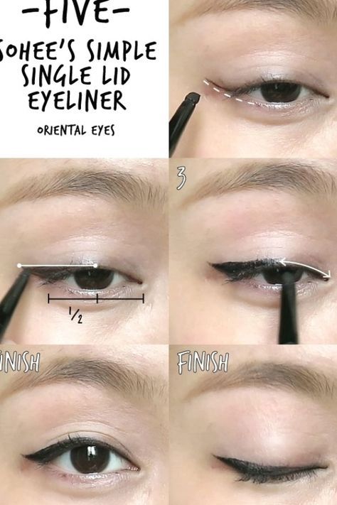 Hooded Eyes Asian, Lid Eyeliner, Fun Eyeliner, Eyeliner Tutorials, Eyeliner Guide, Makeup Suggestions, Eyeliner For Hooded Eyes, Eyeliner Designs, Eyeliner For Beginners