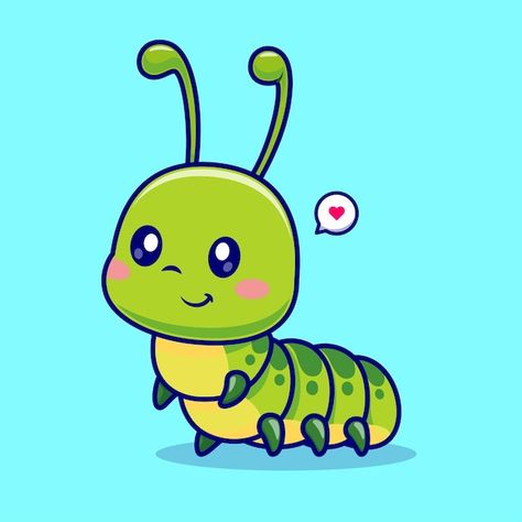 Cute caterpillar standing cartoon vector... | Free Vector #Freepik #freevector #animal-mascot #larva #caterpillar #mascot-design Caterpillar Drawing, Caterpillar Art, Cute Caterpillar, Random Animals, Nature Icon, Animal Doodles, Vector Icons Illustration, Sweet Pic, Animal Nature