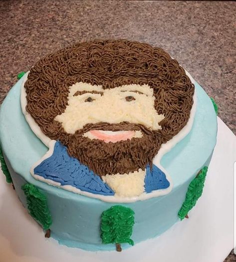 Bob Ross Birthday Cake, Bob Ross Cake Ideas, Bob Ross Birthday Party Ideas, Bob Ross Cake, Bob Ross Birthday Party, Bob Ross Party, Bob Ross Birthday, Birthday Foods, Grammy 2022