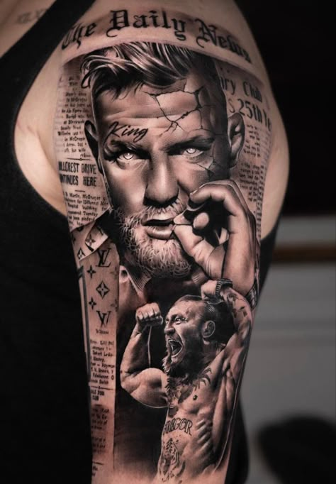 Conor Mcgregor Tattoo, Bullet Tattoo, Boxing Tattoos, Fighter Tattoo, Tattoo Quotes For Men, Connor Mcgregor, Wolf Tattoos Men, Chest Tattoo Men, Bad Tattoos