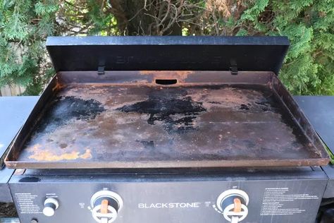 Easy Steps for Cleaning and Restoring a Flat Top Grill | ehow Flat Top Grills, Lemon Cleaning, Fireplace Facing, Blackstone Grill, Outdoor Grill Station, Coloured Grout, Breakfast For A Crowd, Large Family Meals, Remove Rust