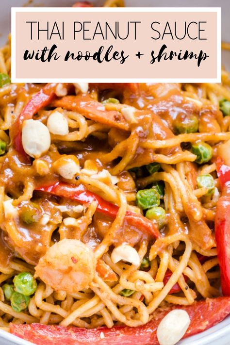 Thai Peanut Shrimp Recipes, Thai Peanut Noodles With Shrimp, Sesame Shrimp Noodles, Peanut Shrimp Noodles, Peanut Noodles With Shrimp, Shrimp With Peanut Sauce, Shrimps With Noodles, Shrimp Peanut Sauce Noodles, Thai Shrimp Pasta Recipes