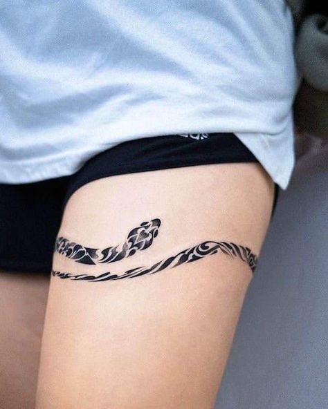 Thigh Band Tattoo, Dragon Thigh Tattoo, Butterfly Thigh Tattoo, Leg Band Tattoos, Upper Leg Tattoos, Upper Thigh Tattoos, 42 Tattoo, Lower Leg Tattoos, Wrap Around Tattoo