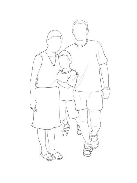 Faceless Portraits, Custom Family Portrait, Fine Line, Pressed Flower, Family Portrait, Line Design, Cute Tattoos, Family Portraits, Coloring Pages